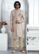 Beige Embroidered Sherwani Set In Georgette